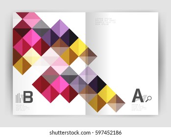 Square annual report brochure a4 print template with sample option text infographics