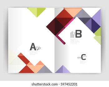 Square annual report brochure a4 print template with sample option text infographics
