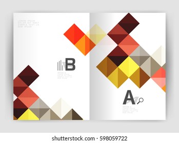 Square annual report brochure a4 print template with sample option text infographics