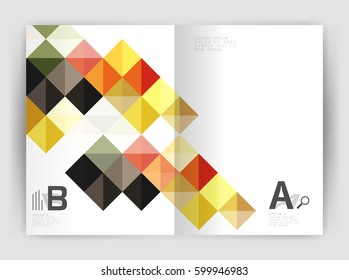 Square annual report brochure a4 print template with sample option text infographics