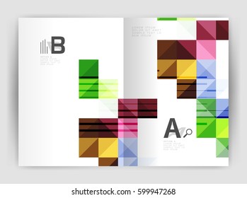 Square annual report brochure a4 print template with sample option text infographics