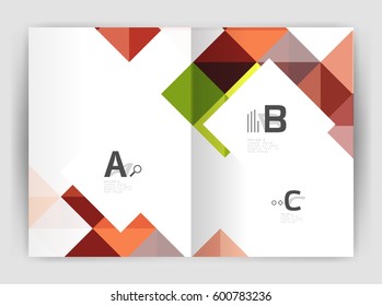 Square annual report brochure a4 print template with sample option text infographics