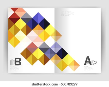Square annual report brochure a4 print template with sample option text infographics