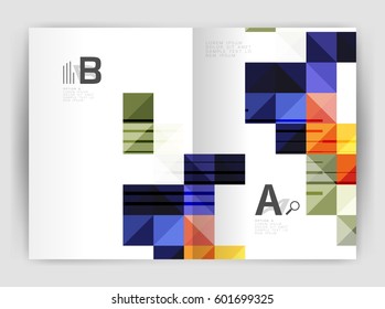 Square Annual Report Broure a4 Print Template mit Sample Option Text Infografiken