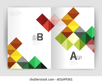 Square annual report brochure a4 print template with sample option text infographics