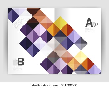 Square annual report brochure a4 print template with sample option text infographics
