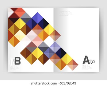 Square annual report brochure a4 print template with sample option text infographics