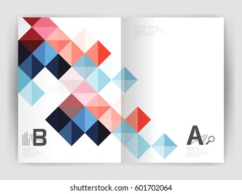 Square annual report brochure a4 print template with sample option text infographics