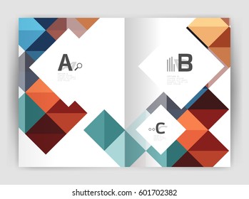 Square annual report brochure a4 print template with sample option text infographics