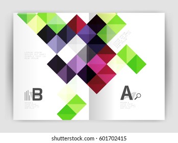 Square annual report brochure a4 print template with sample option text infographics