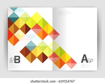 Square annual report brochure a4 print template with sample option text infographics