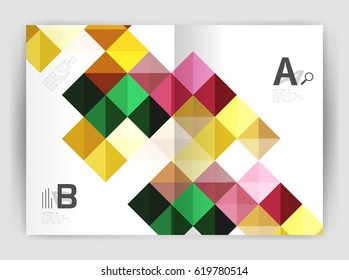 Square annual report brochure a4 print template with sample option text infographics