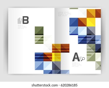 Square annual report brochure a4 print template with sample option text infographics