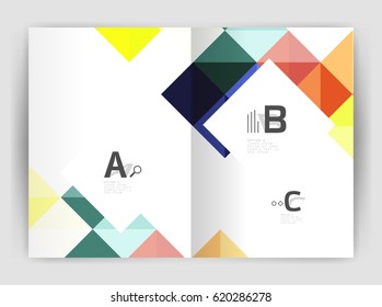 Square annual report brochure a4 print template with sample option text infographics