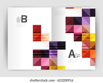 Square annual report brochure a4 print template with sample option text infographics