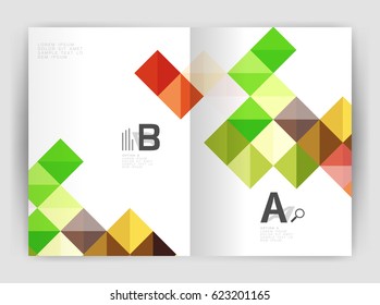 Square annual report brochure a4 print template with sample option text infographics