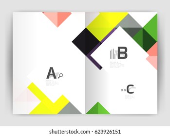 Square annual report brochure a4 print template with sample option text infographics