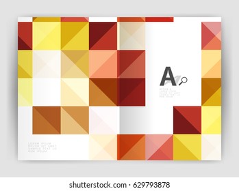 Square annual report brochure a4 print template with sample option text infographics