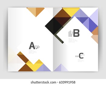 Square annual report brochure a4 print template with sample option text infographics