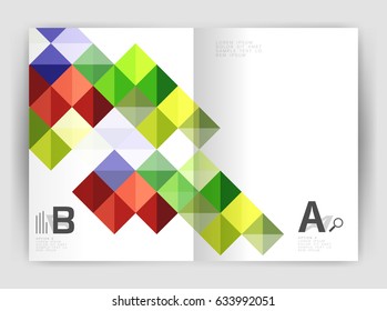 Square annual report brochure a4 print template with sample option text infographics