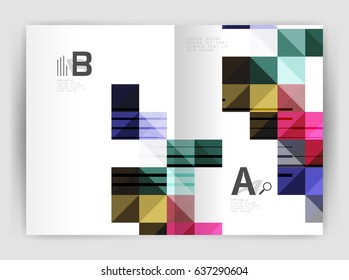 Square annual report brochure a4 print template with sample option text infographics