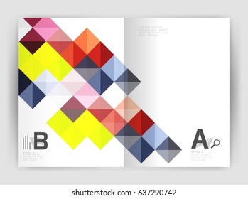 Square annual report brochure a4 print template with sample option text infographics