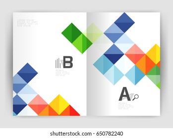 Square annual report brochure a4 print template with sample option text infographics