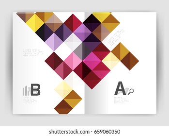 Square annual report brochure a4 print template with sample option text infographics