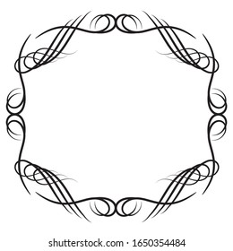 Square antique decorative frame, calligraphic illustration, black and white vector data