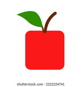 Square apple fruit. Abstract vector logo and icon. 
