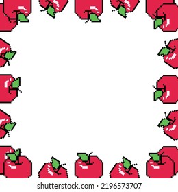 Square apple pixel art frame design