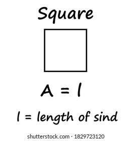 Square area formula mathematical formula on white paper background