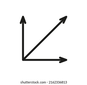 Square area icon. Coordinate axes sign. Coordinate system Flat math graph icon. Measuring land area. Place dimension pictogram. Vector outline illustration isolated on white background.