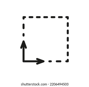 Square area icon. Coordinate axes sign. Coordinate system Flat math graph icon. Measuring land area. Place dimension pictogram. Vector outline illustration isolated on white background.