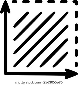 Square area icon. Coordinate axes sign. Coordinate system Flat math graph icon.