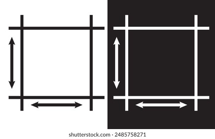 Square area icon. Measuring land area. isolated on white and black background .  Vector illustration .EPS 10