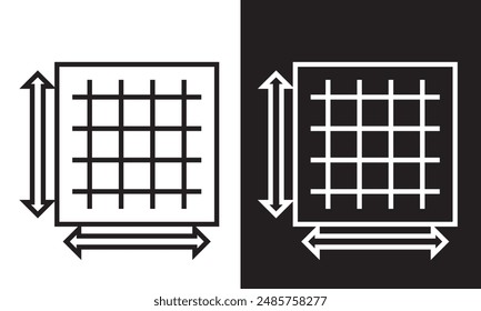 Square area icon. Measuring land area. isolated on white and black background .  Vector illustration .EPS 10