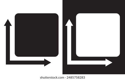 Symbol für quadratische Fläche. Landfläche vermessen. Abgeschieden auf weißem und schwarzem Hintergrund.  Vektorillustration .EPS 10