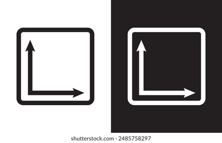 Square area icon. Measuring land area. isolated on white and black background .  Vector illustration .EPS 10