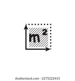 Square area icon, sign the coordinate axes, measurement of land area place a dimension, area concept linear symbols and pictograms, place size dimension and measure vector icon for web networks