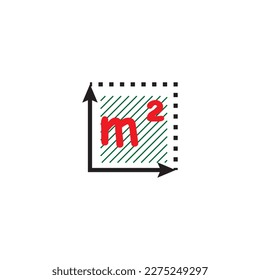 Square area icon, sign the coordinate axes, measurement of land area place a dimension, area concept linear symbols and pictograms, place size dimension and measure vector icon for web networks design