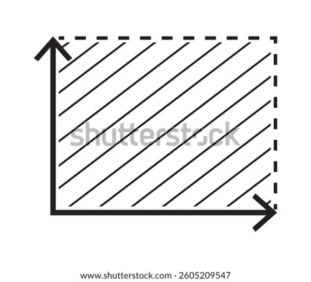 Square area icon. Sign of coordinate axes. Coordinate system. Flat mathematical graph icon. Measuring the area of the site. EPS 10. Vector illustration