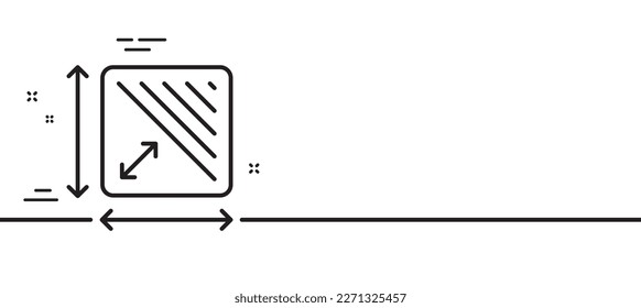Square area line icon. Room dimension sign. Territory measurement symbol. Minimal line illustration background. Square area line icon pattern banner. White web template concept. Vector