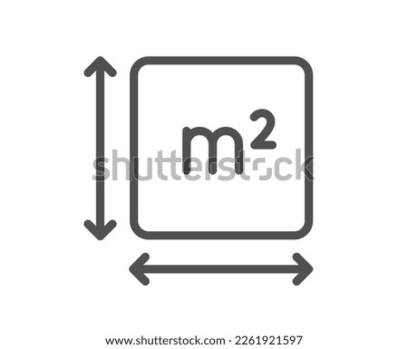 Square area line icon. Room dimension sign. Territory measurement symbol. Quality design element. Linear style square area icon. Editable stroke. Vector