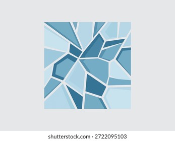 Una disposición cuadrada de azulejos azules rotos en varios tonos