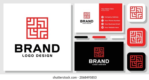 Square Arrow Box Red Abstract Geometric Success Growth Up Logo Design with Business Card Template
