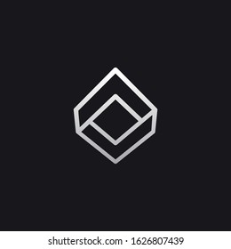 square arrow diamond line silver premium logo vector