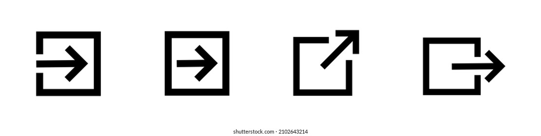 Square And Arrow Icon Set. External Link Sign. Arrow Open Page Icon. Vector Illustration.