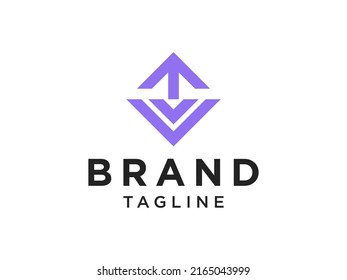 Quadratzoll-Logo. Pfeil aus Feld Symbol Design Template Element. Flache Vektorgrafik.
