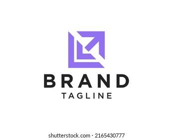 Square Arrow Up Logo. Arrow Out of Box Icon Design Template Element. Flat Vector Illustration.
